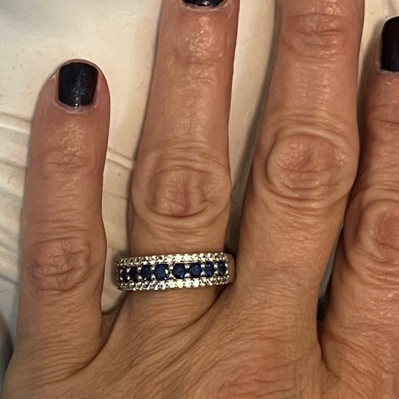 2MM Diamond Accent Genuine Blue Sapphire
Platinum Over Silver Band - Picture 6 of 8